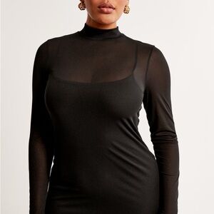 A&F Long-Sleeve Mesh Maxi Dress